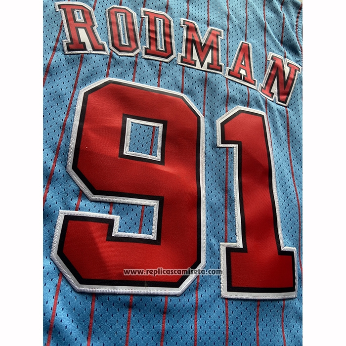 Camiseta Chicago Bulls Dennis Rodman NO 91 Mitchell & Ness 1996-97 Azul